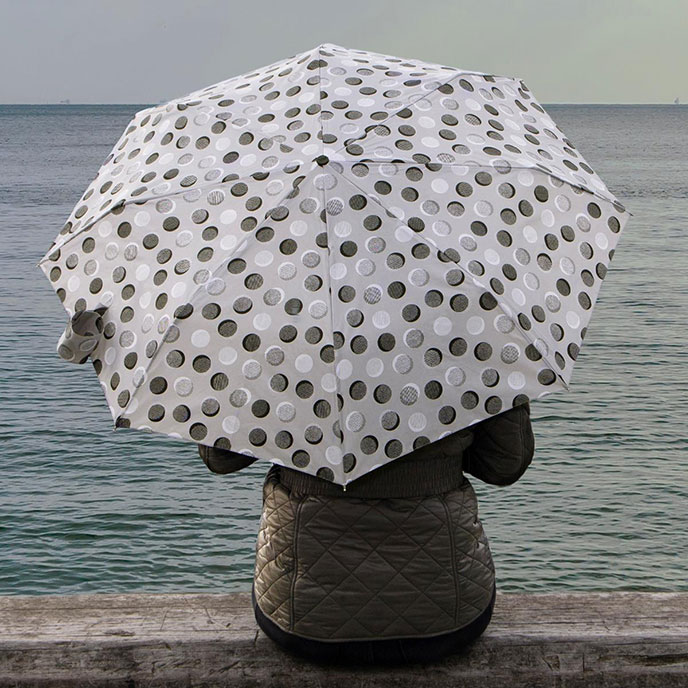 totes® X-TRA STRONG® Auto Open/Close Textured Dots Print Umbrella (3 Section)